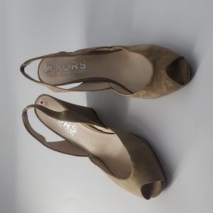 Kors Michael Kors Sling Back Wedges Tan Size 10